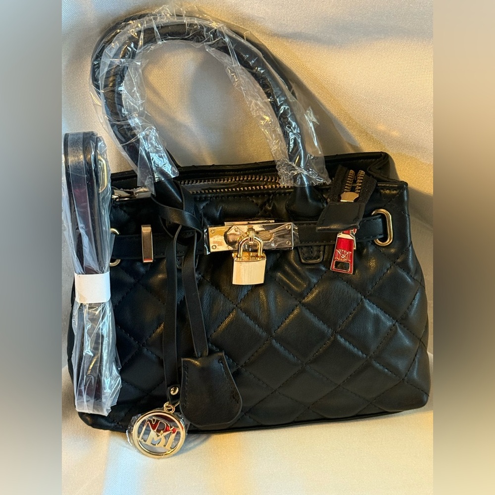Badgley Mischka Black Handbag with Gold Zipper